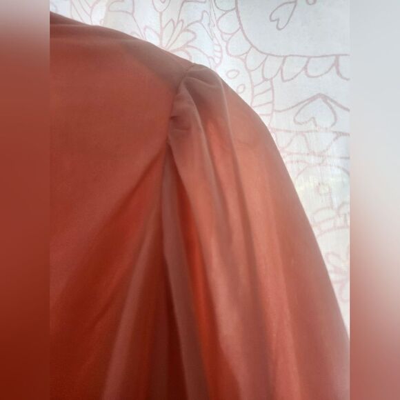 Vintage 50s Pink Satin Robe Puff Sleeve Maxi Waistband Cottagecore Fairy Vday - Picture 14 of 17